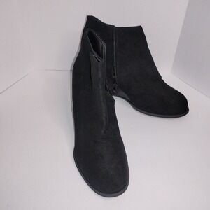 Womens Black Wedge Side Zip Booties Shoes Size‎ 9